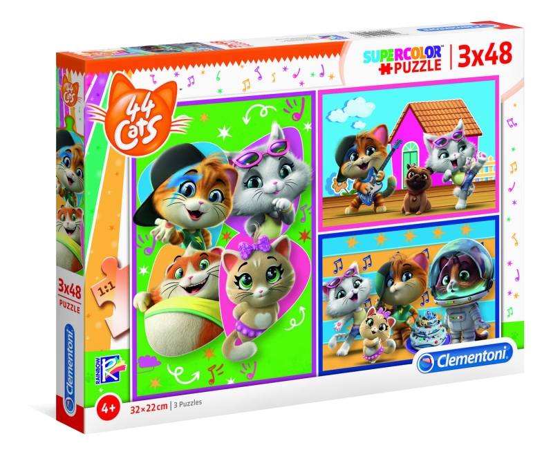 44 Cats Puzzle für Kinder ab 4 Jahren | 3x48 Teile